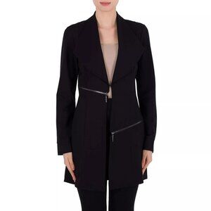 Joseph Ribkoff Black Barcelona Zipper Accent Jacket 191378 Woman's 10 Blazer NWT